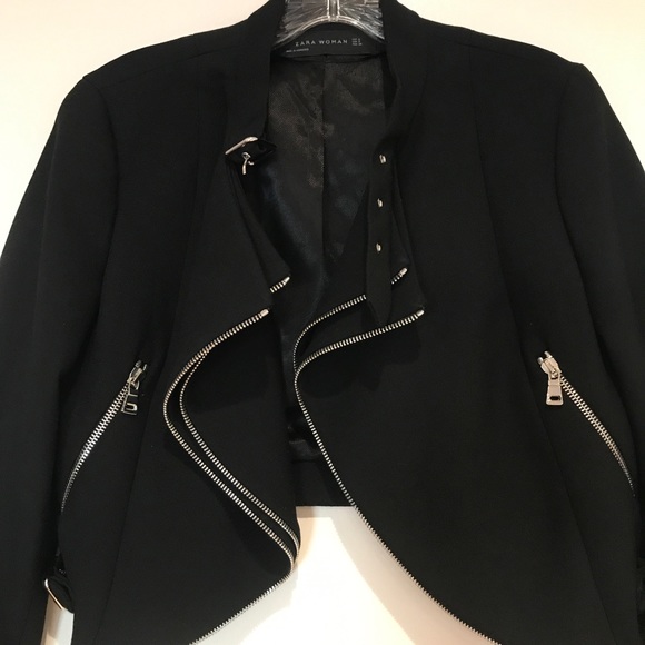 Zara Cropped Black w/Silver Hardware Jacket - Picture 4 of 12